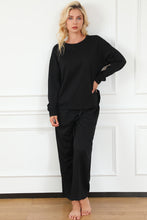 Load image into Gallery viewer, Black Ultra Loose Textured 2pcs Slouchy Outfit
