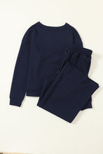 Load image into Gallery viewer, Navy Blue Ultra Loose Textured 2pcs Slouchy Outfit
