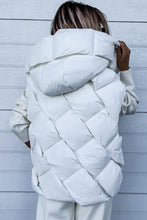 Load image into Gallery viewer, White Quilted Zipper Front Hooded Vest Coat
