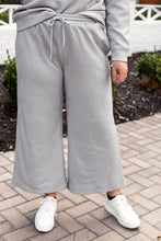 Load image into Gallery viewer, Light Grey Plus Size 2pcs Solid Color Textured Slouchy Loungewear Set
