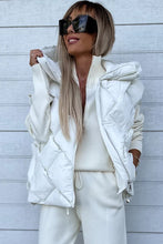 Load image into Gallery viewer, White Quilted Zipper Front Hooded Vest Coat
