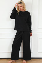 Load image into Gallery viewer, Black Ultra Loose Textured 2pcs Slouchy Outfit
