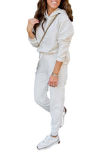 Load image into Gallery viewer, White Quilted Hoodie and Sweatpants Two Piece Set
