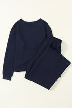 Load image into Gallery viewer, Navy Blue Ultra Loose Textured 2pcs Slouchy Outfit
