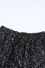 Load image into Gallery viewer, Black Sequin Straight Leg High Waist Casual Shorts
